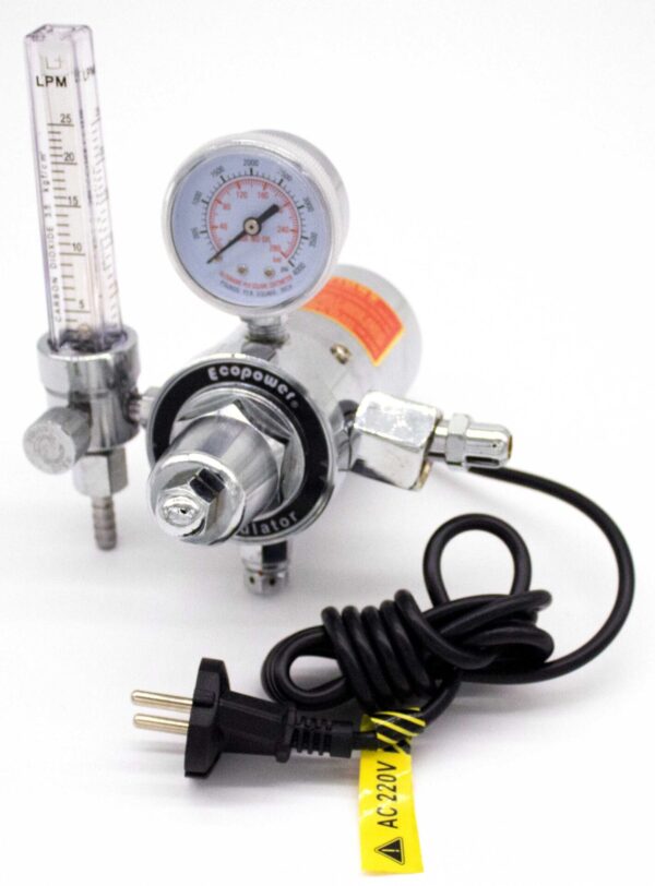 ECOPOWER CO2 FLOWMETER REGULATOR WITH HEATER 220V, FEMALE
