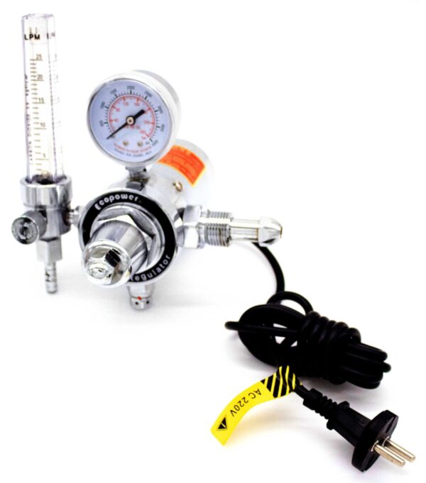 ECOPOWER CO2 FLOWMETER REGULATOR WITH HEATER 220V, MALE